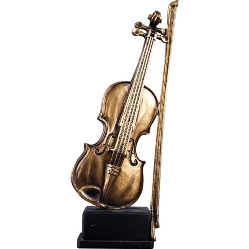 Home Decoration Crafts Nostalgic Violin Model Creative Musical Instrument Miniature Model Students Birthday Gifts Resin Ornament
