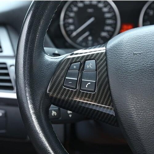 Steering Wheel Buttons Frame Decoration Cover Trim 2pcs For BMW X5 E70 2008-2013 ABS Car Interior Accessories