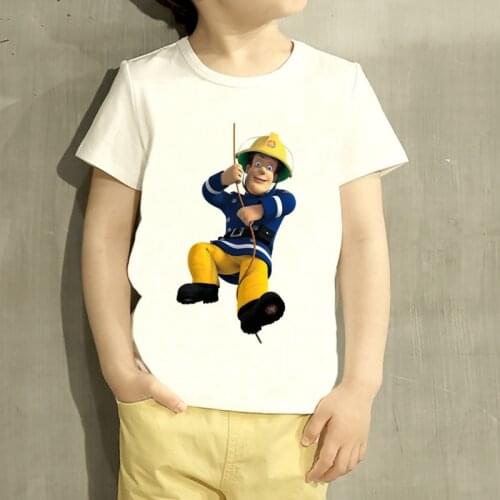 Kids Fireman Sam Cartoon Design T Shirt Boys/Girls Great Casual Short Sleeve Tops Children Cute T-Shirt,HKP2078