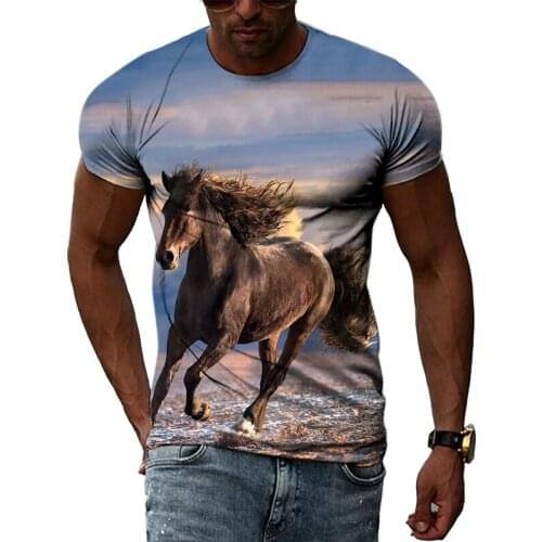 New Fashion Animal Horse t shirt for men Summer Casual 3D Print graphic t shirts Personality Trend Hip Hop short sleeve t-shirts
