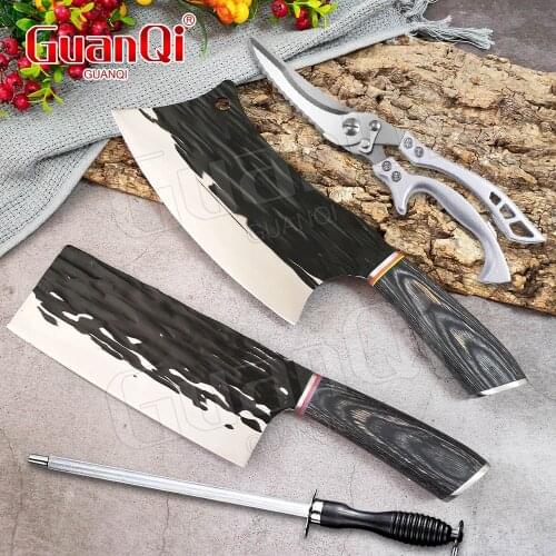 Forged 5Cr15Mov Stainless Steel Kitchen Chef Knives Wood Handle Meat Cleaver Slicing Vegetable Knife Chopping Knife Cooking Tool