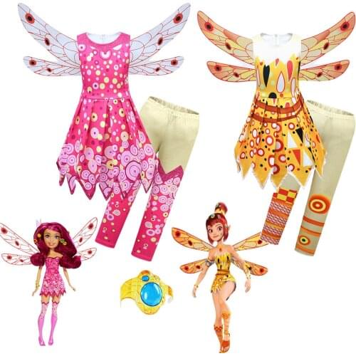 Mia Halloween Costumes for Kids Girls Mia and Me Clothing Set Mia Dress Wing Handband Children Birthday Party Carnival Clothes
