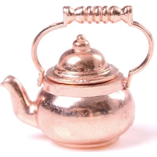 1/12 Dollhouse Miniature Copper Tea Kettle/Tea Pot Classic Toys Pretend Play Furniture Toys for Miniature Kitchen Accessory