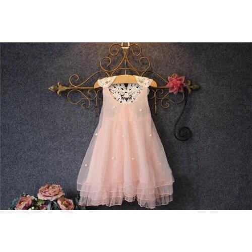 Trends ins fashion hot new girls wear A-line lace sleeveless dress beaded female baby princess dress