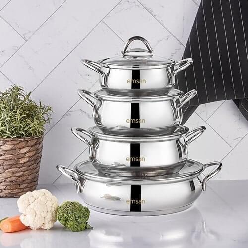 Cookware Set Steel Induction Base 8 Pieces Emsan