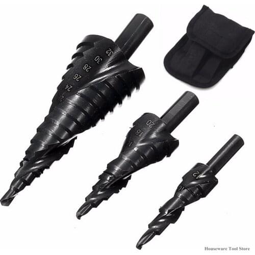 3PCS 4-32MM HSS Cobalt Step Stepped Drill Bit Set with Center Punch Set Hole for Metal Cone Triangle Shank Hole Cutter Tools New