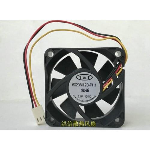 Brand new T & T 6020m12b-ph1 DC12V 0.14a 3-wire 60 * 20MM axial cooling fan