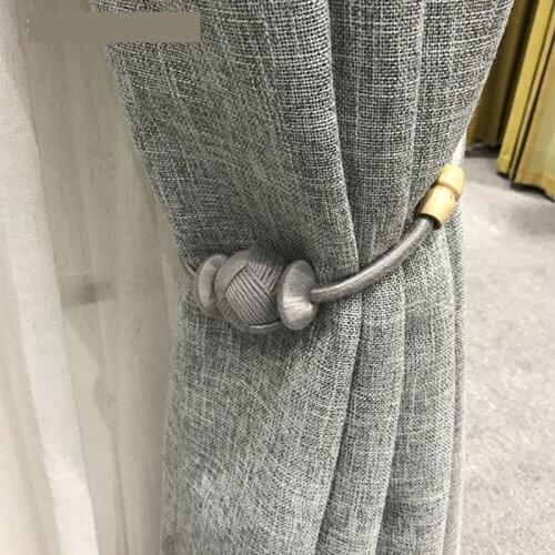 One pair tieback curtain decorative Accessories hang ball gray wood buckle rope simple modern curtain tie tape M360