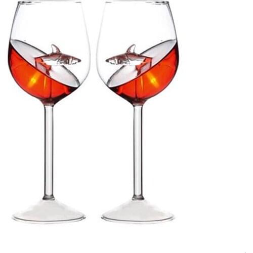 Personality Creative 3D Shark Roam In Red Wine Glass Decanter Function Goblet Bar Cocktail Cups Verre Whisky Tasting Wineglass