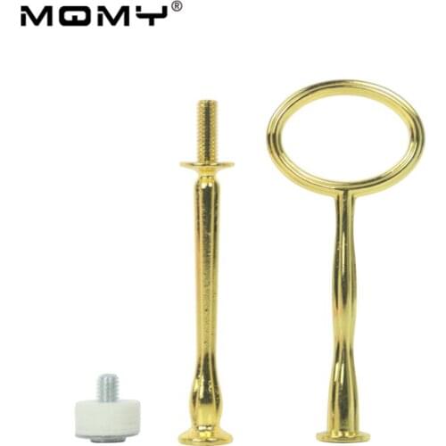 Oval Shape Metal Fitting Wedding 2 Tier Rod Golden Hardware Unique Cake Stand Handles For Ceramic Plate