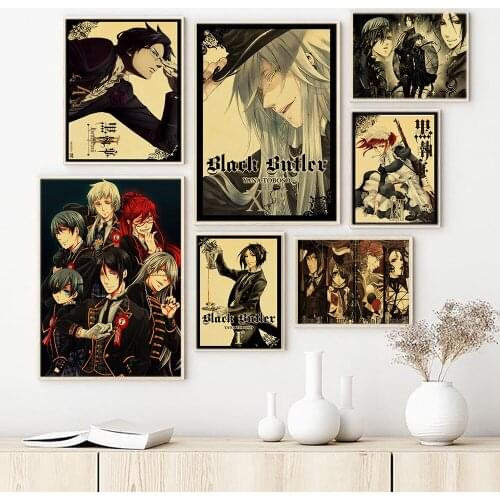 Japanese Anime Retro Posters And Print Black Butler Canvas Painting Vintage Wall Art Pictures For Living Room Home Decoration