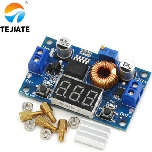 1PCS DC-DC Adjustable Step-down Module Digital-display 5A High-power 75W Better Than 2596 With Voltmeter