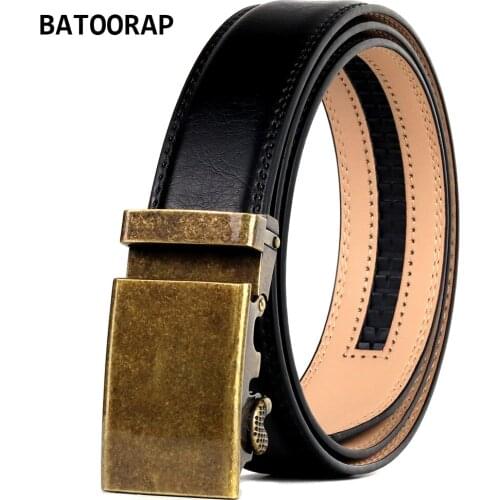 Genuine Leather Belt Designer Luxury High Quality Waist Strap Vintage Metal Automatic Buckle Ratchet Belts Black Business Style