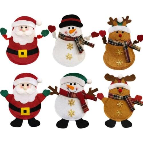 Christmas Xmas Knife and fork Cutlery Bag Tableware Decoration Santa Claus Snowman Elk Gift Bag Supplies LX8381