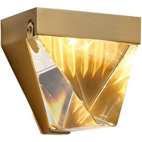 Loft blue wall light crystal wall lamp iron wood corridor bedroom corridor wall lamp home deco bedroom lamp wall lamp