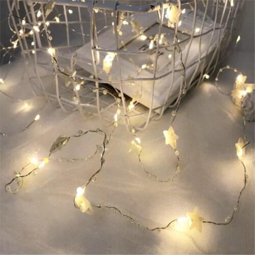 10pcs 5M Fairy Stars LED String Lights Battery Powered Copper Wire Christmas Decoration Night Lights for Holiday Wedding Party