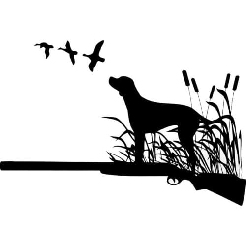 16*10.8CM Hunting Dog Car Stickers Waterproof Vinyl Decal Car Styling Bumper Accessories Black/Silver S1-0823