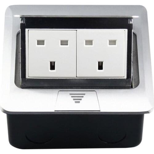 All Aluminum Panel UK Standard 2 Way Electrical Outlet Pop Up Hidden Floor Socket Modular Combination Customized Available