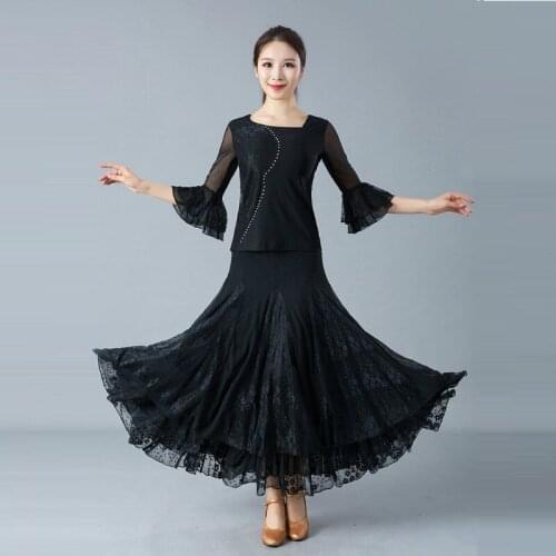 Ladies Modern Dance Skirt Girls Waltz Dancing Suit National Standard Dance Practice Performing Costumes D0821