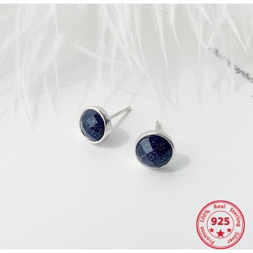 Factory Price 100% 925 Silver Fashion Concise Delicate Purple Sand Crystal Stud Earrings Fine Jewelry for Female