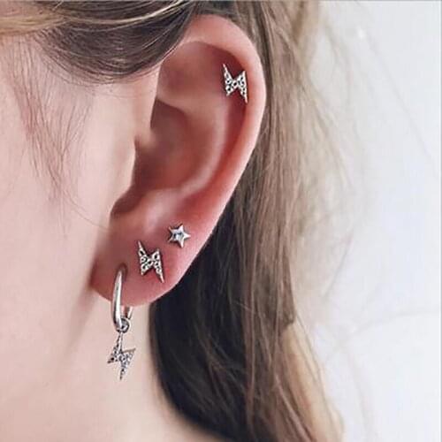 Femme Earings Jewelry Star Lightning Earrings 2019 Fashion Personality Multi-piece Set Inlaid jewelry Classic New Arrival