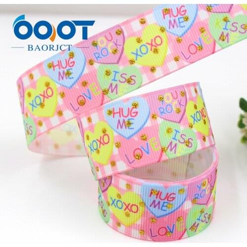 1'' 25MM 10yards Love and point Laser gold Printed grosgrain ribbon,DIY handmadeHair accessories Material wedding gift wrap