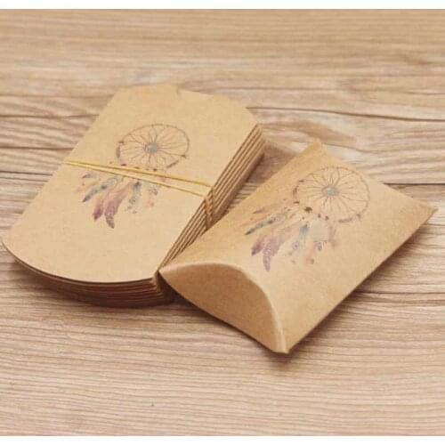 20pc/lot Good luck Dreamcatcher gifts package pillow box paper DIY Thank You Flower style Party Candy pillow Packaging bag