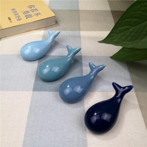 4pcs/set Lovely Dolphin Shaped Chopsticks Holder Ceramic Porcelain Ware Miniatures Spoon Fork Holder Kitchen Tool Sea Animals
