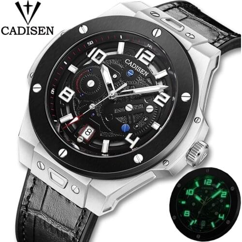 CAIDSEN Automatic Mens Mechanical Watch Sapphire Glass Top Brand Luxury Business Watches Mens Leather Strap Waterproof Watches