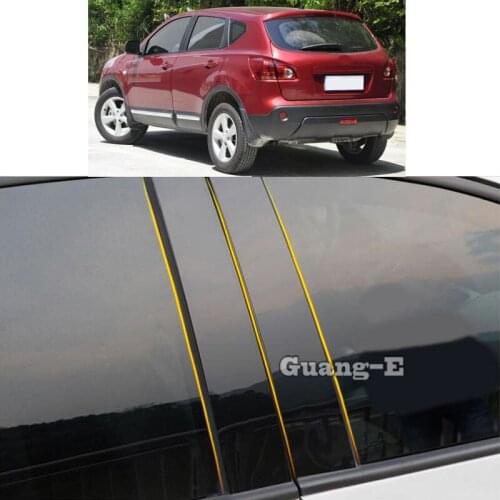 Car PC Material Pillar Post Cover Door Trim Window Piano Black Molding Sticker Plate Parts For Nissan Qashqai 2008 2009-2015