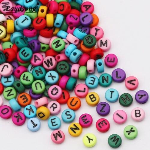 Acrylic Flat Round Random Letter Beads 4X7MM Loose Spacer Beads For Childrens Jewelry Bracelet Necklace DIY Making Accessories