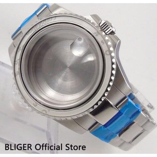 Sapphire Crystal 40MM Stainless Steel Watch Case With Brush Bracelet Fit For ETA 2836 Automatic Movement Mens Watch