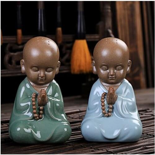 Marvellous ART WORK # OFFICE home Zen Buddhism Little Monk CHINA ROYAL Ge Yao RU YAO ware porcelain pottery ART- business gift