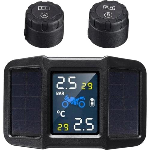 Motorcycle Tire Pressure Monitor Solar & USB Dual Power Supply Solar Charge TPMS Tire Pressure Detector Solid Waterproof