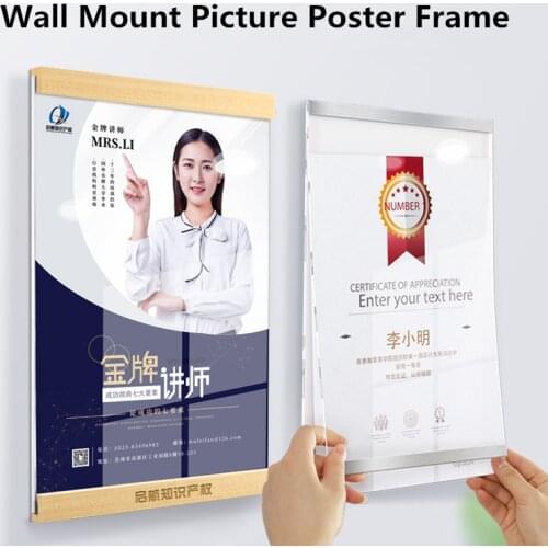 A4 Wood Acrylic Wall Mount 8.5x11 Sign Holder Display With Adhesive 3M Tape Photo Ads Frames Used in Office Hospital Hotel Store