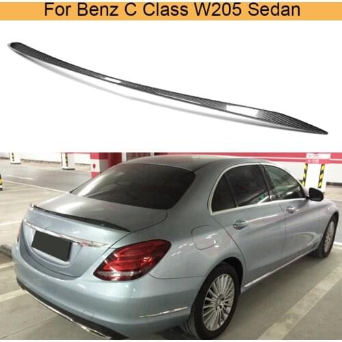 For W205 Rear Trunk Lip Spoiler Wing For Mercedes Benz C Class C180 C200 C250 C63 AMG 4-Door 2015 - 2019 Carbon Fiber / PU Black