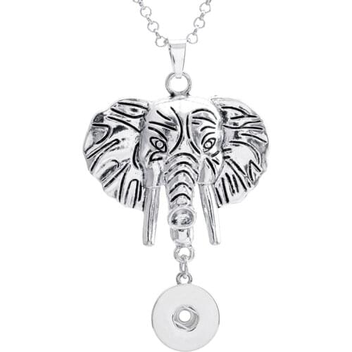 Elephant snap button necklace XH6575 (fit 18mm 20mm snaps) BOBOSGIRL