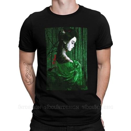 Matrix Code Glitch Japanese Vaporwave Print Cotton T-Shirt Camiseta Hombre Japanese Geisha Samurai Tradition Men Fashion Streetw