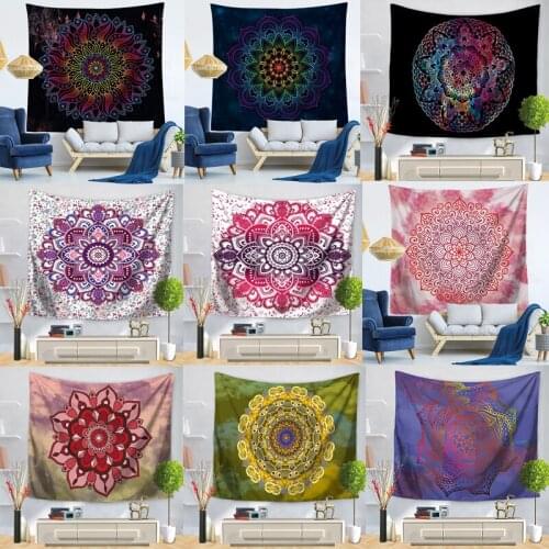 Indian Tapestry Mandala Hippie Bohemian Wall Hanging Flower Psychedelic Tapestry Wall Hanging Decor for Living Room Bedroom