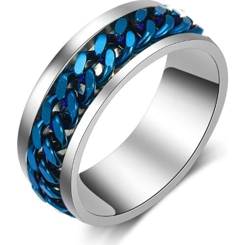 Stainless Steel Men Women Reduce Pressure Rotatable Chain Ring Bottle opener Couple Finger Jewelry Dropshipping Wholesale