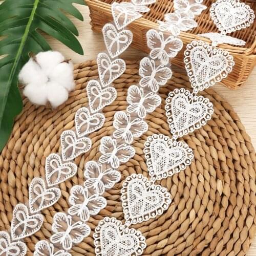 Lace Trim edge Embroidery heart Butterfly diy white for childrens wear Clothing Accessory 1 Yard/lot