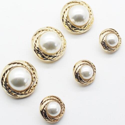Fine 10 pcs /set Golden Pearl Button Metal Handle For clothing Accessories Suitable for Sewing Fabric DIY Decoration Wholesale