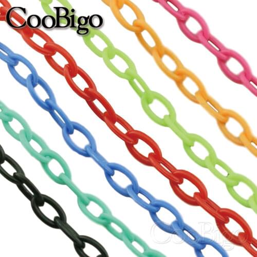 Plastic Chain Acrylic Chains Links Mini for DIY Glasses Masks Lanyard Belt Bag Strap Choker Necklace Home Decoration 5Pcs 40cm