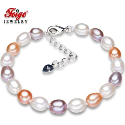 Fashion Multicolor Natural Freshwater Cultured Pearl Bracelets for Women Handmade Beads Bracelet Fine Jewelry Dropshipping FEIGE