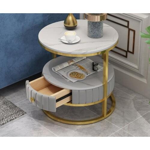 Marble bedside table modern simple rock plate round small family bedroom storage cabinet
