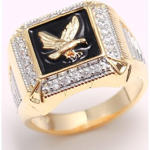 Gothic Eagle Shape For Men Golden Rings Dinner Party Style Personality Man Biker Rock Metal Wide Rings Accessories