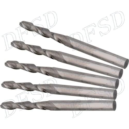 Set of 10 3.175 x 2.5 x 15mm Two Flute Carbide Ball Nose End Mills CNC Router Bit