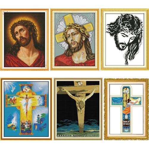 Cross Stitch Kits The Crucifixion of Jesus Stamped Patterns Counted 11CT 14CT Printed Handmade Needlework Embroidery Decor Sets