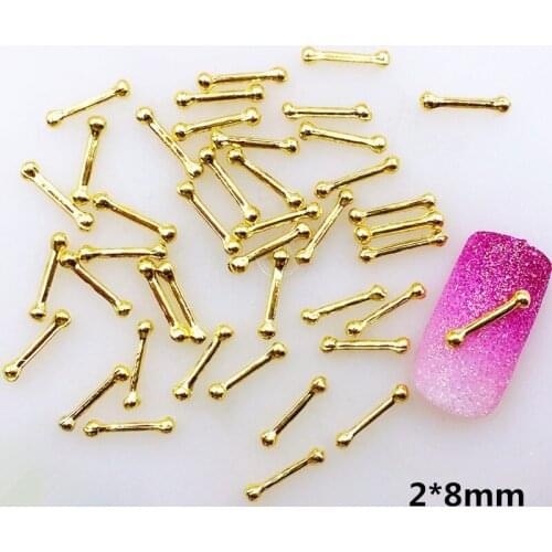 50pcs/pack Japan Korea Alloy Nail Art 3D Gold Silver Black Stick Metal Accessorie Collection for Phototherapy Nail Sticker DIY