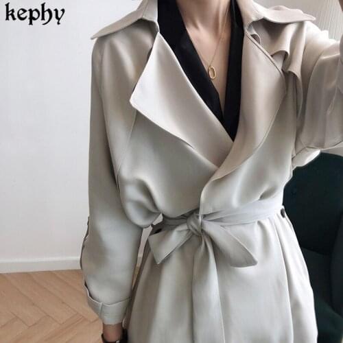 2021 Women Korean Style Loose Long Womens Trench Coat Double-Breasted Belted Lady Cloak Windbreaker Spring Fall Outerwear